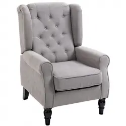 Homcom Sillón De Salón Moderno Con Reposacabezas Carga 160 Kg Gris