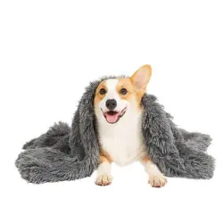 IntiMeg Manta suave y afelpada para perros - Gris oscuro