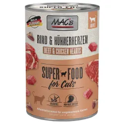 MAC's 6 x 400 g en latas para gatos - Vacuno y corazones de pollo