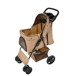 MonsterShop Cochecito plegable con cubierta beige para perros y gatos - 65cm x 101cm x 45cm