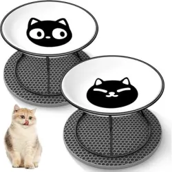 UAMLY Comedero elevado para gatos con alfombrilla de silicona - 2 piezas