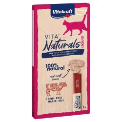 Vitakraft Vita Naturals snack líquido con vacuno para gatos - 5 x 15 g