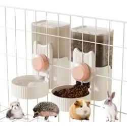 ZooVenture Dispensador de comida y agua para conejos (2 unidades) - Juego de 2 piezas: Dispensador de alimentos + Dispensador de agua