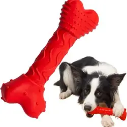 ZooVenture  indestructible para perros: goma, hueso, carne - Rojo