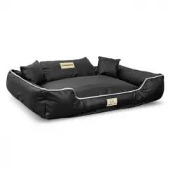 Cama Para Perro Kingdog Corral 115x95cm Eco Cuero Color Negro