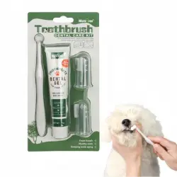 FurryFusion Set de cepillo y pasta de dientes para perros - sabor a carne