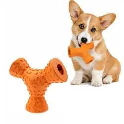 HausPets  triangular para perros - Caucho natural, 3 agujeros - Naranja