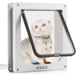 Pawffee Gatera blanca M de 4 vías – apertura magnética con túnel integrado - 1 pieza