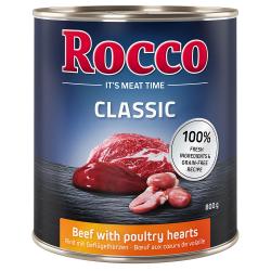 Rocco Classic 6 x 800 g - Vacuno con corazones de ave