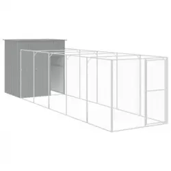 Caseta Perros Corral Acero Galvanizado Gris Claro 165x659x181cm Vidaxl