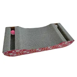 FOFOS Rascador de Cartón y Bolas con Cascabeles Gris para gatos - 45 x 20 x 7,5 cm