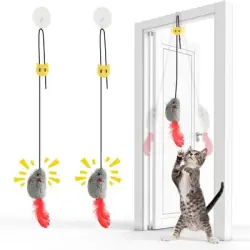 UAMLY s para gatos, ratón elástico colgando del marco de la puerta - 2 piezas