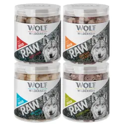 Wolf of Wilderness RAW snacks liofilizados - Pack de prueba mixto (4 tipos) - Pack mixto: pollo, vacuno, cordero y pato (300 g)