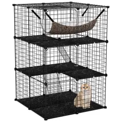 COSTWAY Jaula Grande con Hamaca para gatos - 74 x 74 x 107 cm