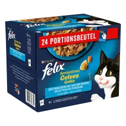 Felix Sensations 24 x 85 g  - Pescado en gelatina: sardinas, salmón, abadejo y trucha