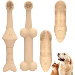 HausPets Set 4 cepillos perro gato silicona + dedos - Juego de 4 piezas