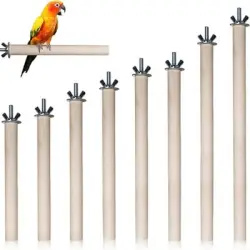 MCBOSON Juego de 8 perchas para pájaros de madera natural - 1 artículo