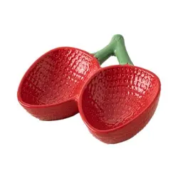 UAMLY Comedero doble de cerámica para gatos, con estampado de fresas - 1 pieza