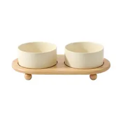 UAMLY Comedero y bebedero de cerámica elevado para gatos - Beige