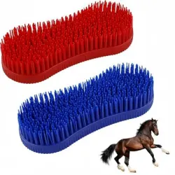 ZooVenture Juego de cepillos de silicona para el cuidado del caballo - 2 piezas
