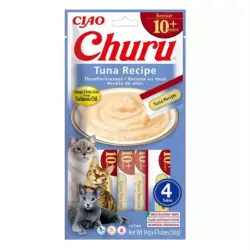 Churu Senior Snack Cremoso para Gatos Mayores de 10 Años Receta de Atún, 4 x 14 gr