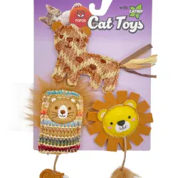 Fofos peluches selváticos para gatos - 20 cm x 15 cm x 2 cm