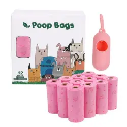 FurryFusion Bolsas perfumadas para excrementos con dispensador - Rosa