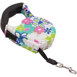 HausPets Correa retráctil de 110 cm con estampado floral - Artículo 1