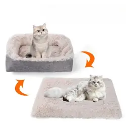 IntiMeg Colchoneta de cama de doble función para gatos y perros - Beige