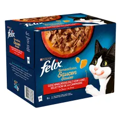 Felix Sensations 24 x 85 g  - Carne en salsa: pavo, vacuno, cordero y pato