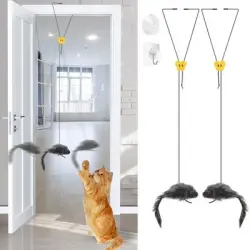 MCBOSON  para gatos con forma de ratón colgante (gris, interactivo) - 1 artículo