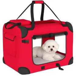 PawHut Transportín para Mascotas Rojo - 60x41.5x41 cm