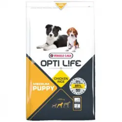 Pienso Para Perros Opti Life Puppy Medium Con Pollo Y Arroz | Pienso Para Cachorros De Raza Mediana Versele Laga | Comida Para Perros 12,5 Kgs