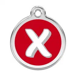 Placa identificativa Acero Inoxidable Esmalte Alfabeto Letra X Rojo para perros