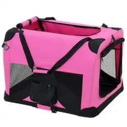 [pro.tec] Bolsa De Transporte Para Mascotas - Tamaño: S (49,5x34,5cm) - Transportín Plegable Para Perro (rosa)