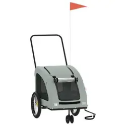 Remolque De Bicicleta Mascotas Hierro Tela Oxford Gris Vidaxl