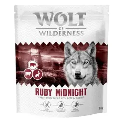 Wolf of Wilderness Adult «Ruby Midnight» vacuno y conejo, sin cereales - 1 kg - Receta nueva