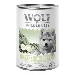 Wolf of Wilderness Expedition Junior 6 x 400 g - Steep Journey - Ave con cordero
