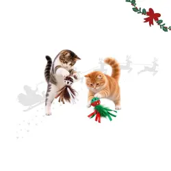 Wonder Christmas Pelota con Plumas y Cascabel  para gatos - 12 x 4.5 cm