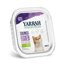 Yarrah Bio Bocaditos 6 x 100 g en salsa para gatos - Pollo y pavo ecológicos con aloe vera ecológico