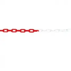 Cadena Roja Y Blanca De Plástico | Rollo De 25 Metros | Espesor De 8 Mm