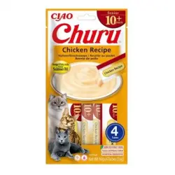 Churu Senior Snack Cremoso para Gatos Mayores de 10 Años Receta de Pollo, 4 x 14 gr