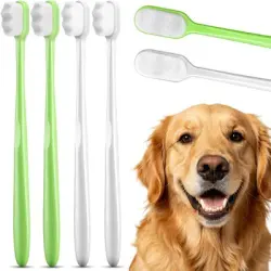 HausPets Lote 4 cepillos dentales perro gato – Blanco/verde - Blanco / Verde