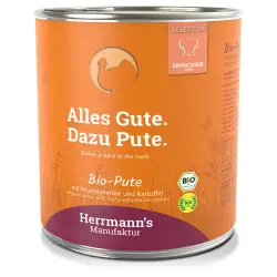 Herrmanns Menú 6 x 800 g comida húmeda para perros - Sensitive: Pavo ecológico con tubérculos y patatas ecológicos