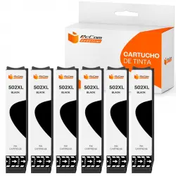 Pccom Essential Cartucho Tinta Compatible con Epson 502XL Negro Pack 6