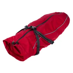 Abrigo con arnés TIAKI Arkon, rojo para perros - aprox. 55 cm de largo de espalda