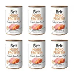 Brit MonoProtein Comida Húmeda para Perros con Pavo y Boniato, 6 x 400 gr