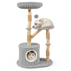 GIANTEX Árbol para Gatos de 3 Niveles, 56 x 41 x 105 cm - Gris