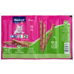 Vitakraft Cat Stick Mini para gatos - Pollo y hierba gatera (6 x 6 g)