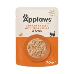 Applaws Cat Natural en caldo 12 x 70 g - Pechuga de pollo con filete de atún